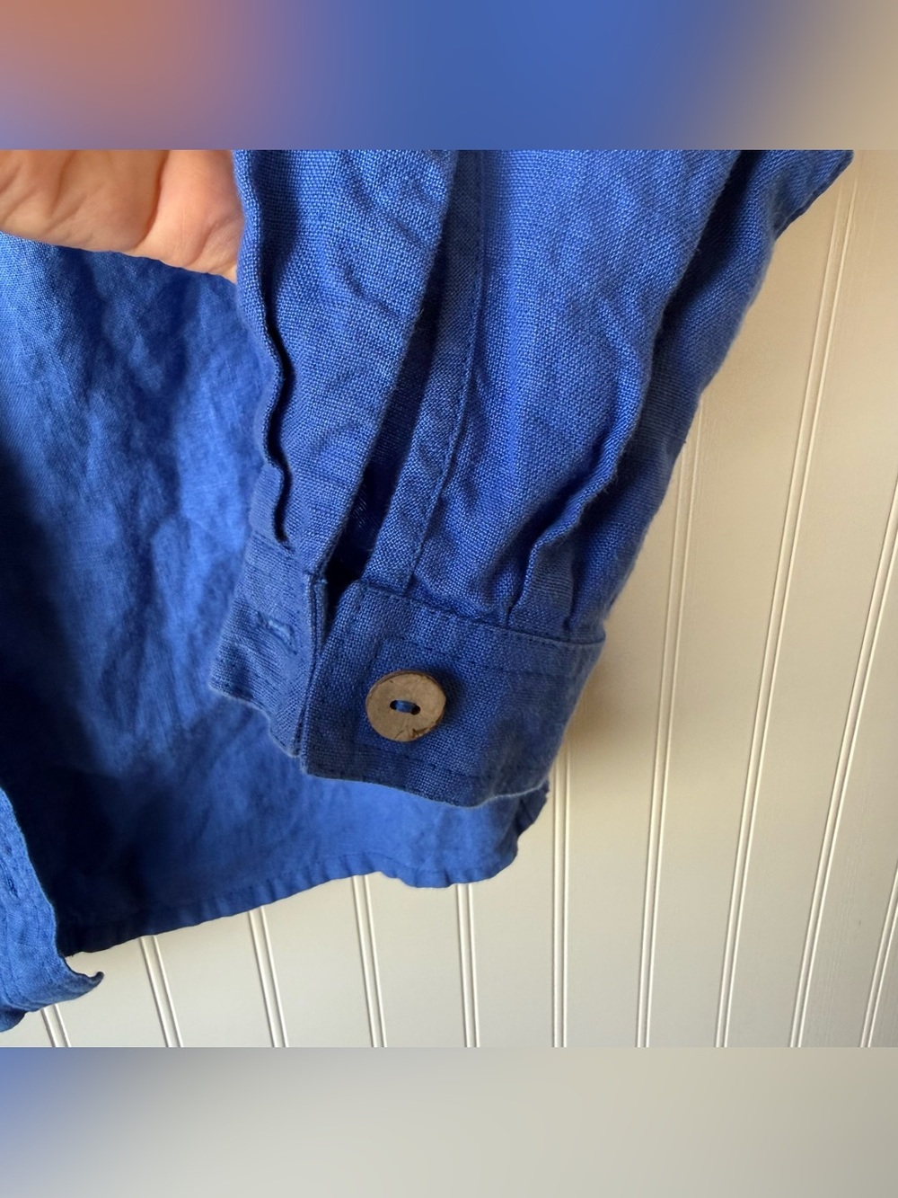 Not Perfect Linen 100% Linen Blue Button Front Shirt M Lithuania Slow Fashion - Picture 4 of 8